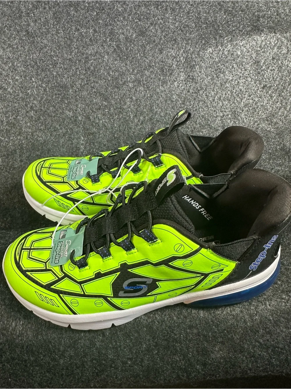 S Sport by Skechers Kids Step-Ins Sneakers Neon Green Memory Foam Size 3